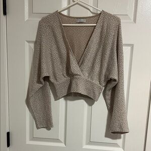 Urban Outfitters Textured Beige V-Neck Sweater